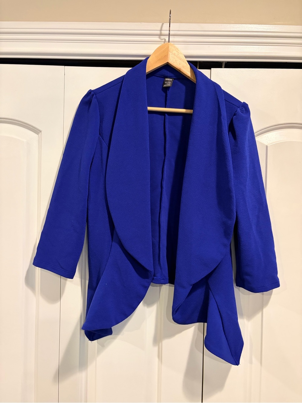 Royal Blue Draped Open-Front Jacket